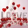 1set Transparent Letter Balloon Box Love Red Foil Balloons Happy Valentines Day Wedding Room Party Decorations 240124