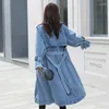 Women's Trench Coats SuperAen Spring And Autumn 2024 Women Oversize Long-sleeved Coat Korean Loose Denim