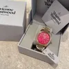 Desginer VivieneWestwoods Pink Mint Green Western Empress Dowager Rose Red Watch Saturn Quartz Steel Band Damenuhr Small Gold Watch Small Blue