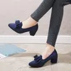 Elbise Ayakkabı 2024 Kadınlar Saçlı Ayak parmağı Pompalar Sonbahar Bow Tie Katı Ofis Kadın Gündelik Tıknaz Topuklar Zapatos Mujer