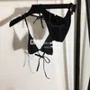 Sexy sem costas dividir biquinis designe halter maiô de duas peças acolchoado push up beachwear maiô