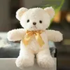 25CM Cute Bow Teddy Bear Plush Toy Soft Fill Animal Doll Mr. Bear Cartoon Pillow Valentine's Day Gift Wedding Decoration 240124