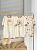 Baby Langarm Jungen Mädchen Mädchen Baumwollbär Jumpsuit Geborener Krabbel Pyjamas Strampler Herbst 0-18 Monate Baby Onesie Kostüm Bodysuits 240119