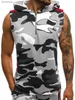 Débardeurs homme Camouflage gilet à capuche hommes 2021 été musculation débardeurs gymnases Fitness entraînement sweat à capuche sans manches homme décontracté Camo vêtements L240124