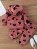 Kläderuppsättningar babyuppsättningar småbarn Lively Girl Baby Furry Hooded Trousers Baby Girl Clothing Autumn and Winter 2 uppsättningar av kläder