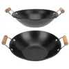 Casseroles 2 pièces marmites de cuisine domestique petite marmite épaissir avec poignées en bois fourniture de cuisine sèche