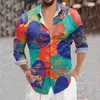 Magliette da uomo Uomo San Valentino digitale 3D stampato con bottoni risvolto camicia a maniche lunghe Top uomini belli festa oversize casual