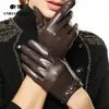Gants pour femmes de haute qualitéGardez au chaud les gants d'hiver pour femmesgants en cuir pour femmes en peau de chèvreGants tactiles en cuir véritable-L096 240125