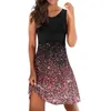 Casual Dresses For Women 2024 Trendy O Neck Dress Crewneck Gradient Print Tank Holiday Beach Knee Length Woman Clothing