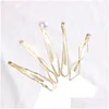 Hårklämmor Barrettes Simple Retro Geometric Hair Clips Fashion Women Pearls Bangs Gold and Sier Side Clip Headwear 5st i en uppsättning DHMKA