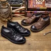 Hanamde – chaussures Derby décontractées en cuir de vache véritable pour hommes, nouveau Style de mode britannique de styliste, 2023