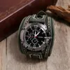 Relógios de pulso elegante relógio masculino multi-buracos pulso ajustável decorativo artesanal costura pulseira de couro falso quartzo