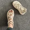 Kleidschuhe All-Match 2024 Sandalen Komfort für Frauen Klare Fersen Anzug Weibliche Beige Med Muffins Schuh Clogs Keil Sommer Mode Clo