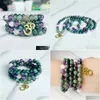 Beaded MG2030 Ny design Moss Agate Amethyst Rose Quartz 108 Mala om Charm Womens Yogi Armband Meditation NCE SMYECK DROP LEVERANS DHXXJ