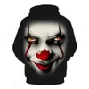 Herrtröjor tröjor herrtröjor 2024 stereo 3d clown sweatshirt halloween karneval skräck herr och barn kvinnors hoodie clear skrämmande skrämmande