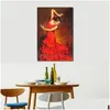 Målningar Porträttkonstfigur Oljemålningar Flamenco Spanish Dancer Handmade Abstract Woman Canvas Bild för sovrum hög kvalitet730 DHC6G