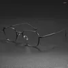 Zonnebrilmonturen Hoge kwaliteit handgemaakte titanium computerbril Heren Dames Retro Polygon Brilmontuur Optische brillen