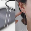 Stud coréen long gland boucles d'oreilles en métal deux méthodes de port pendentifs d'oreille pour les femmes style mince fashiona argent aiguille eardrop Q240125