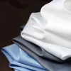 Camisas de vestido masculinas alta elasticidade macia aconchegante fina formal camisa de trabalho branca negócios de mangas compridas homens slim fit não-ferro sem bolsos