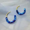 Boucles d'oreilles Europe Amérique Rétro Hipster Simple Changchun Tempérament Bleu Semi-circulaire