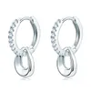 Orecchini a bottone ZFSILVER Moda S925 Argento Moissanite Classico Squisito Doppio Cerchio Orecchino a goccia per accessori donna Gioielli regalo