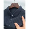 Men's Polos Light Luxury Autumn And Winter Long-sleeved Vertical Stripe Design Pocket Lapel Polo Shirt Antiba Cterial Cotton Top M-4XL