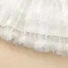 Robe d'été en Tulle pour petites filles, tenue de princesse décontractée, sans manches, ornée de perles, superposée, en Tulle, pour enfants en bas âge