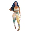 Sporty tweedelig sets met yoga -outfits vrouwen print vesttop en leggings set vrij schip