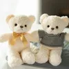 25CM Cute Bow Teddy Bear Plush Toy Soft Fill Animal Doll Mr. Bear Cartoon Pillow Valentine's Day Gift Wedding Decoration 240124