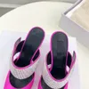 Women mule slippers 90mm Thin High Heels Rhinestone Bling Party high-heeled shoes for Style Summer and Spring multi-function designer Sandals Dinner Party Shoes