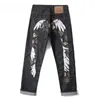 Calças de brim europeias e americanas de alta rua Hip Hop Graffiti Imprimir Jeans Marca na moda Slim Straight Wide Leg Pants Calças 240124