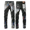 Lila Designer-Jeans für Herren, modisch, Distressed, zerrissen, Biker, Damen-Denim, Cargo, für Herren, schwarze Hose, 28–40, 739733994