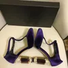 Robe chaussures luxe vert violet velours grosses pierres précieuses talons épais pompes dames t-strap cristal cheville boucle lolita mariage