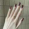 Falska naglar långt rött kaffe falsk passform perfekt konstgjorda kvinnor känsliga handdekoration