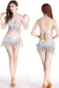 Stage Wear Belly Dancing Costume Performance Set Sequin Glitter Party Cosplay Carnival Outfits Show Bra Hip Scarf Wrap Skirt