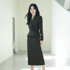 高品質のデザイナーファッション新しい秋のスーツトップスカートカジュアルパーティー職場オフィスビンテージエレガントな女性セット