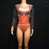 Stage Wear Sexy Glitter Multicolor Strass Pagliaccetti Paillettes Frange Maniche Tuta Donna Dance Body Nightclub Bar Outfit Cantante