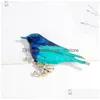 Broches Broches Belle broche d'oiseau bleu Collection de broches en cristal animal Accessoires personnalisés Badge de mariage Bijoux Cadeaux Femmes Adolescentes Filles Dhxfl