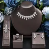 Halsbandörhängen Set 2024 Justerbara kedjehalsband Armband 4-stycken Brudsmycken Fashion CZ Zirconia Crystal Bride Wedding Jewellery
