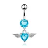 Navelbelknopringen 1 STKS Blauw Kristal Navelpiercings 14G Hart Navelpiercing Barbell Cluster Bloembuikringen Dangle Earring Piercing Ombligo YQ240125