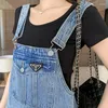 Saias Mulheres Primavera Verão Denim Strap Saia Casual Moda Sem Mangas Solta Mini Doce Bonito Luz Azul Vestido Curto