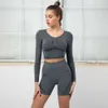 Lu Align Woman Pants 2Pcs Two Women Womens Piece Sets Sexy Push Up ShortsLong Sleeve Shirts Fitness Gym Sets Seamless Suit For Woman Tracksuit Running Sets 20 Lemon Lad