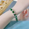 Charm Armband Luxury Designer Jewelry Simulation Emerald Gemstone Square Green Zircon Justerbart armband för kvinnor