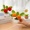 Decorative Flowers Kawaii Crochet Flower Potted Cute Pot Desktop Decoration Wedding Party Handmade Gifts