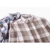 Camisas de vestido masculinas primavera/verão moda casual grande xadrez manga comprida forrado masculino gradiente roupas superiores do homem