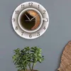 ساعة الحائط على مدار الساعة نمط الأزياء البسيطة الصامتة كوب القهوة الخلفية للمنزل ديكور بيضاء نقية من النوع الأبيض على مدار الساعة الموقت تصميم الحديث