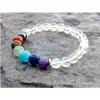 Perlé Sn1076 Nouveau 7 Chakra Bracelet Cristal Clair Quartz Poignet Mala Perles Yoga Méditation Yogi Cadeau Drop Livraison Bijoux Bracelets Dhahc