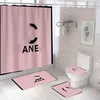 New Bathroom Polyester Waterproof Shower Curtain Set Printing Shower Curtain Bathroom Letter Non-Slip Mat Bathroom Mat Non-Slip