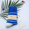 Chaussettes de créateurs Hommes Femmes Mode Broderie Motif Rayures Couleur Unie Sports Quatre Saisons Haute Qualité Marque De Luxe Coton Casual Bas Combinaison