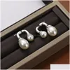 Stud Ins Wind Front And Rear Size Pearl Earrings Stud S925 Sier Needle Trend All-Match Fashion 18K Gold Womens Jewelry Gift Accessori Dhoqs